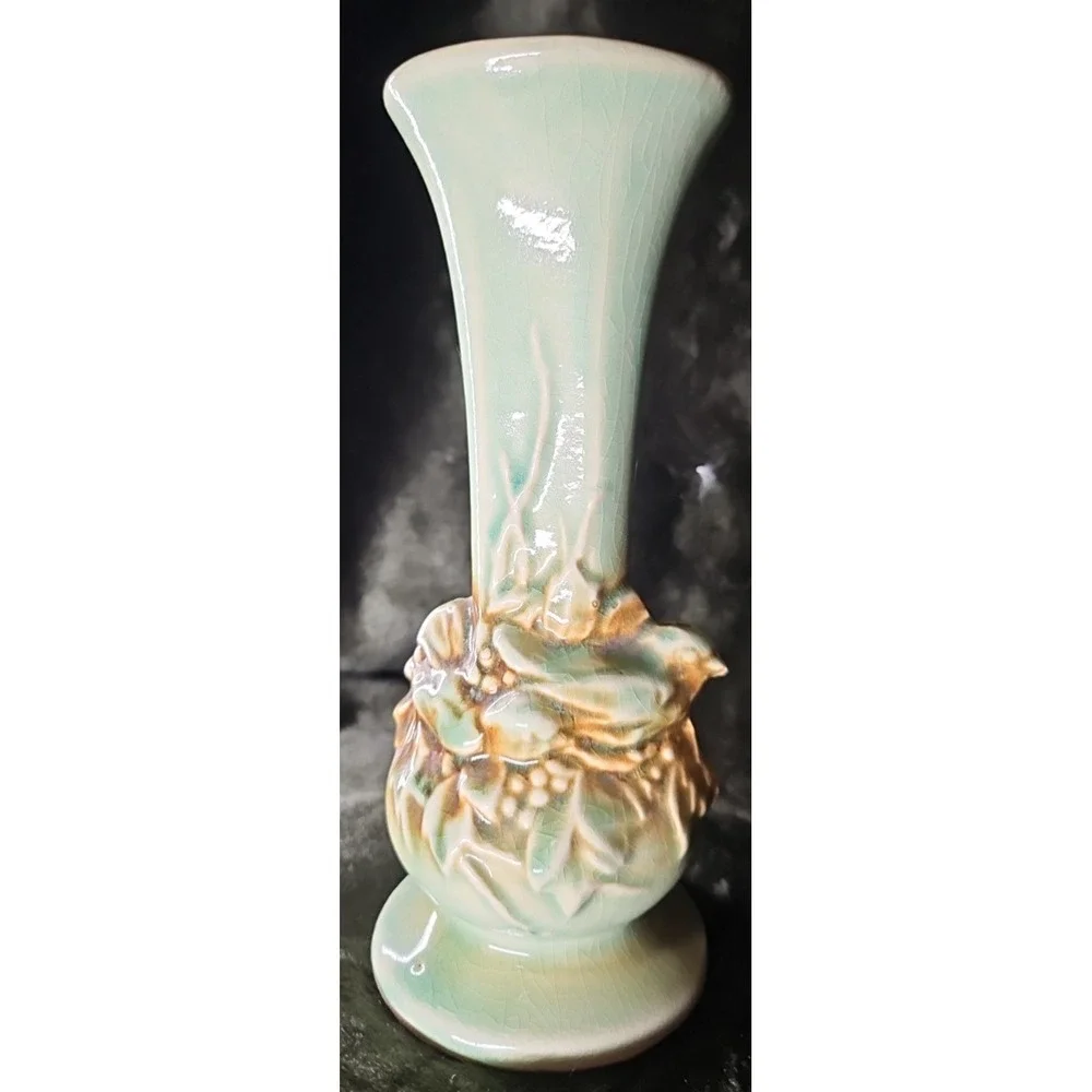 Pair Vintage‎ McCoy Pottery rustic birds in nest - 8